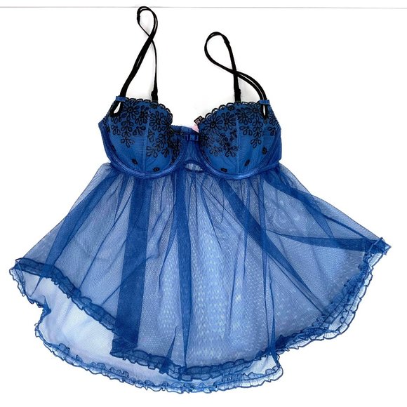 Victoria's Secret Other - Victoria's Secret Blue Babydoll Lingerie Sz 34D